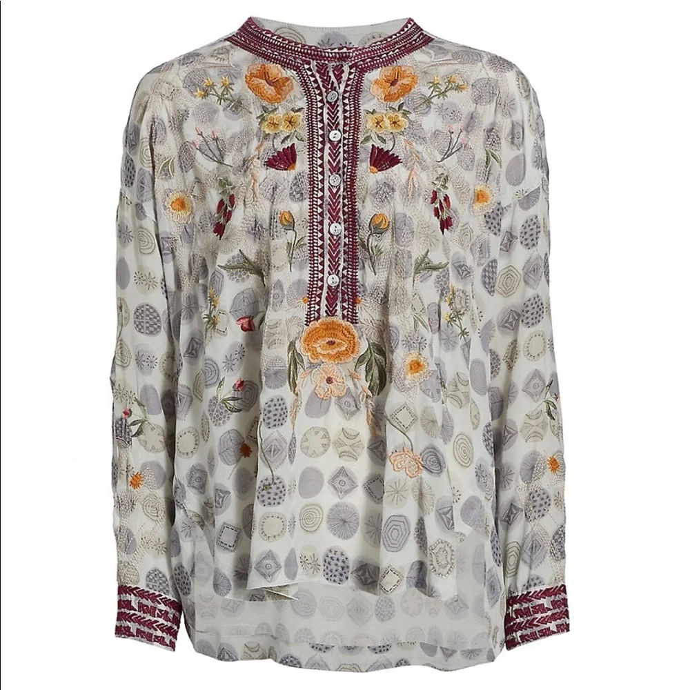 SOLD*** $315 NWT Sz 3X Jessabella Johnny Was 100% Silk Embroidered Blouse - Picture 5 of 16